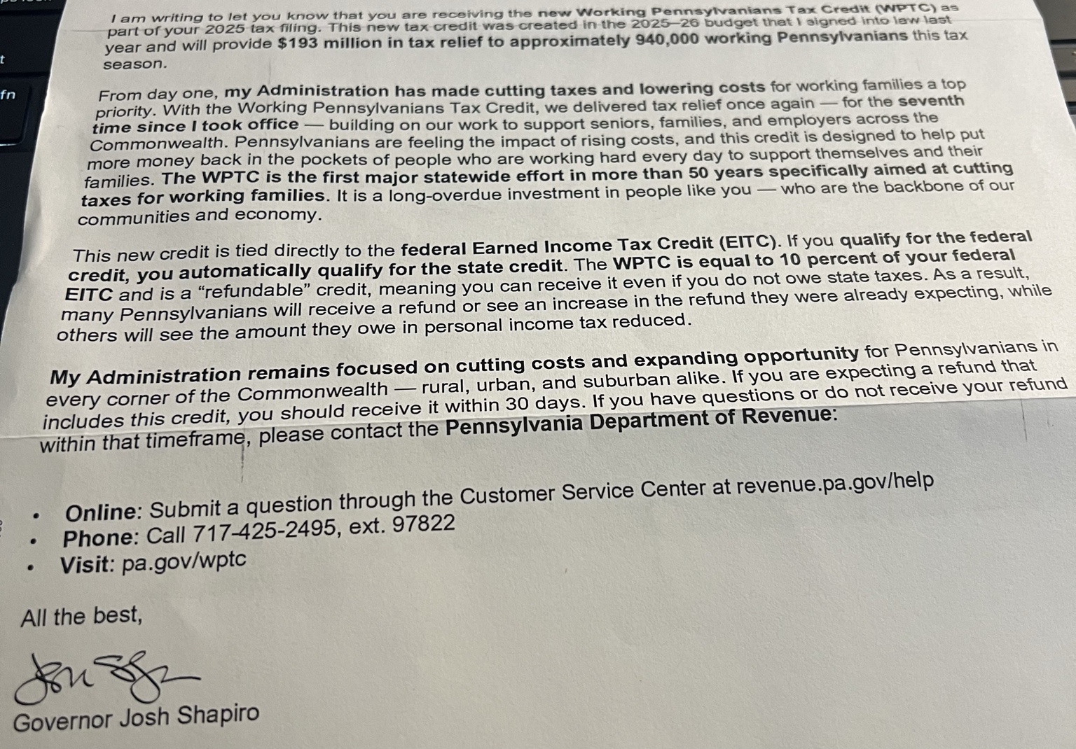 宾州50年来最大工作家庭减税！ 94万人可拿现金退税，最高$805！不欠税也可以拿钱！