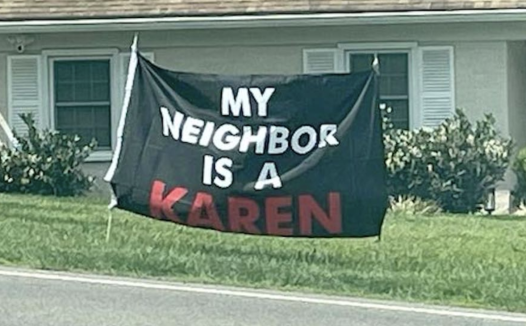 费郊Havertown自行车网红和邻居闹战，网红家门前挂横幅“我的邻居是Karen”